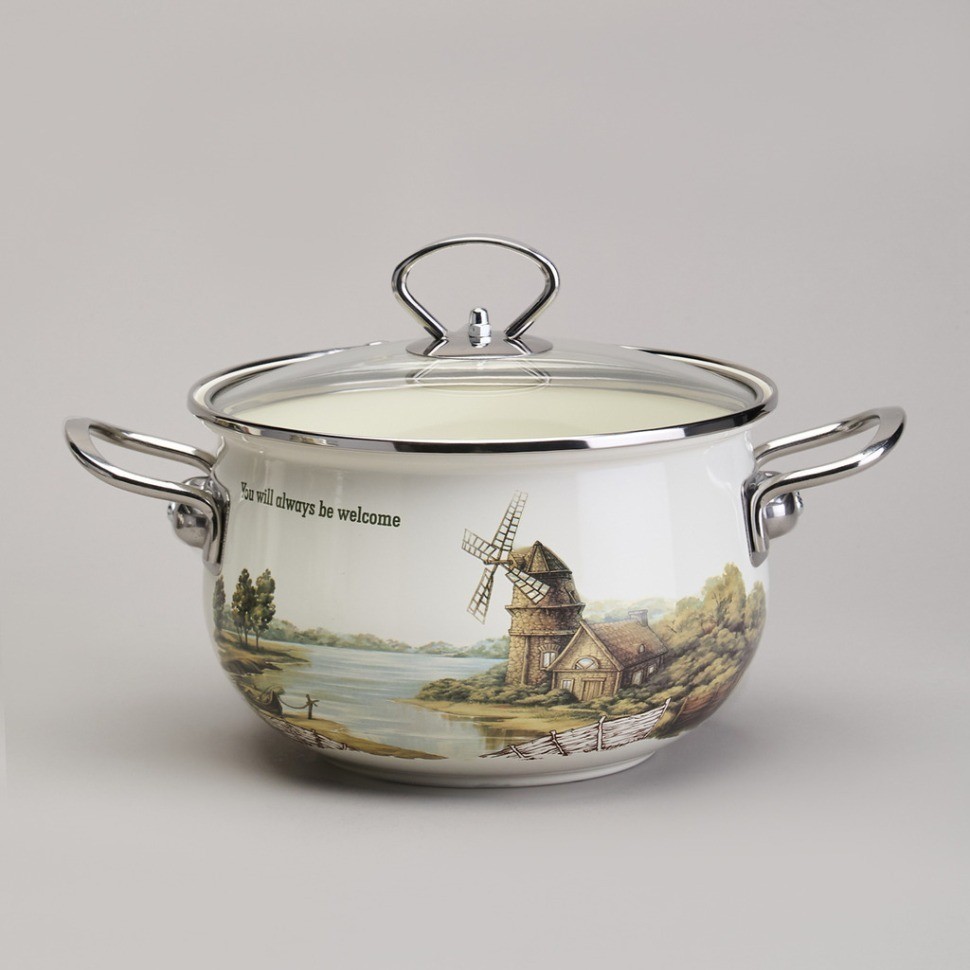 Набор кастрюль эмалированный, серия "family house" 6пр. 2,0/2,8/3,8л диа.18/20/22см Agness (943-106)