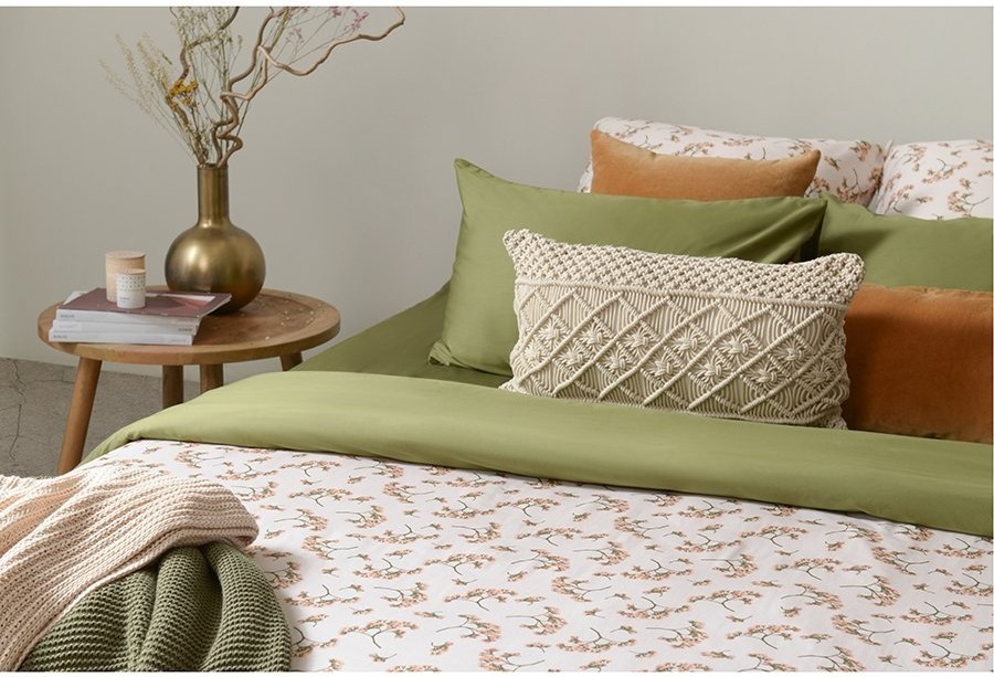 Набор из двух наволочек из сатина оливкового цвета из коллекции wild, 70х70 см (68430)