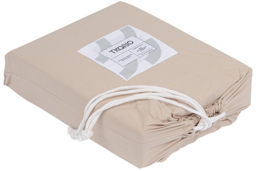 Простыня бежевого цвета из органического стираного хлопка из коллекции essential, 180х270 см (69389)