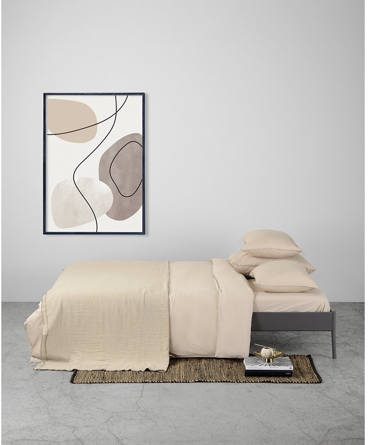 Простыня бежевого цвета из органического стираного хлопка из коллекции essential, 180х270 см (69389)