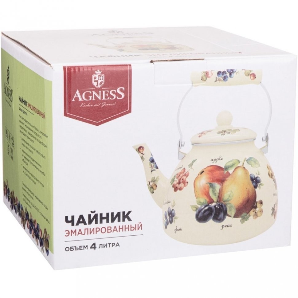 Чайник agness  эмалированный, серия "ежевика" 4 л Agness (934-443)