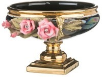 Чаша декоративная &quot;розы&quot; черная высота=23 см.диаметр=33 см. STELLA (341-186)