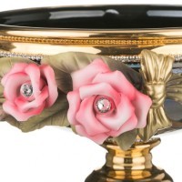 Чаша декоративная &quot;розы&quot; черная высота=23 см.диаметр=33 см. STELLA (341-186)