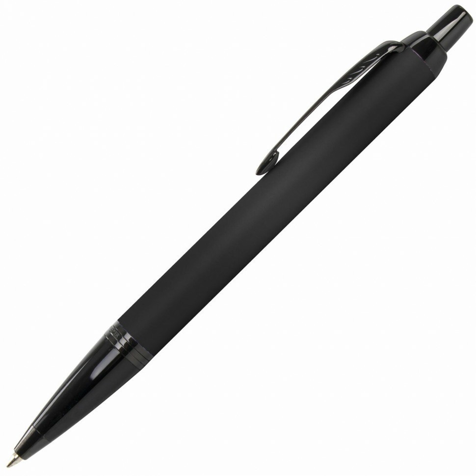 Ручка шариковая Parker "IM Achromatic Black BT" черный матов. нержавеющая сталь синяя 143769 (1) (89440)