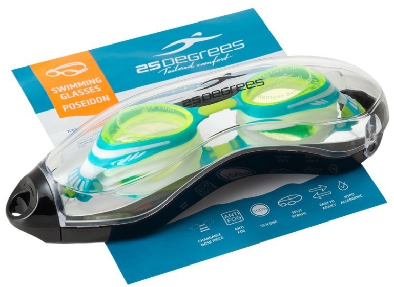 Очки для плавания 25DEGREES Poseidon Blue/Lime, детский (2109206)