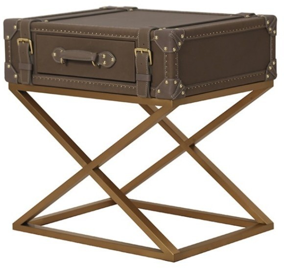 Консоль T0065-02/B217#, кожа, нержавеющая сталь, grey, ROOMERS FURNITURE