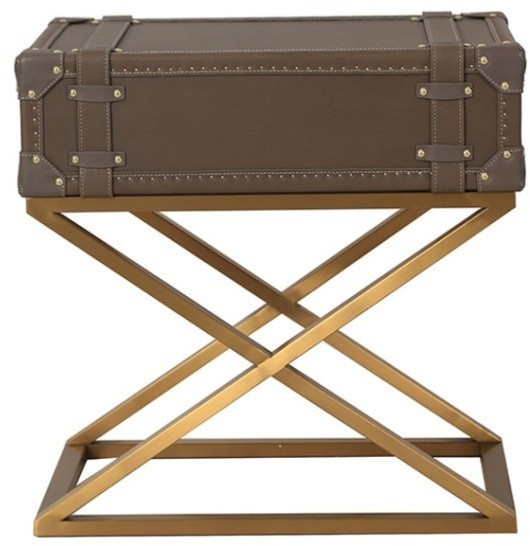 Консоль T0065-02/B217#, кожа, нержавеющая сталь, grey, ROOMERS FURNITURE