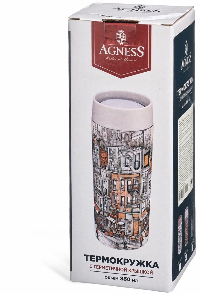 Термокружка город 350 мл, колба нерж.сталь 18/10 Agness (798-113)