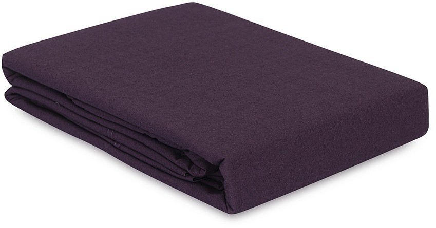 Простыня на резинке из стираного перкаля сливового цвета из коллекции essential, 160х200х30 см (77765)