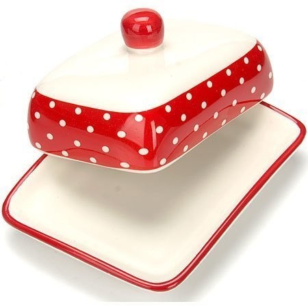 Маслёнка с крышкой 2пр Красный Горох LR (25850)