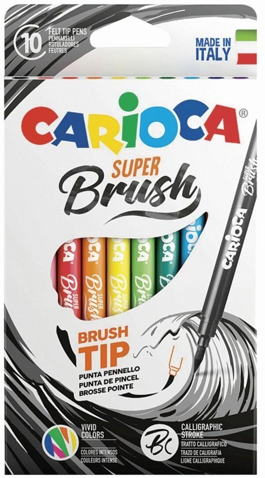 Фломастеры смываемые с наконечником-кистью Carioca Super Brush 10 цветов 42937 (66547)