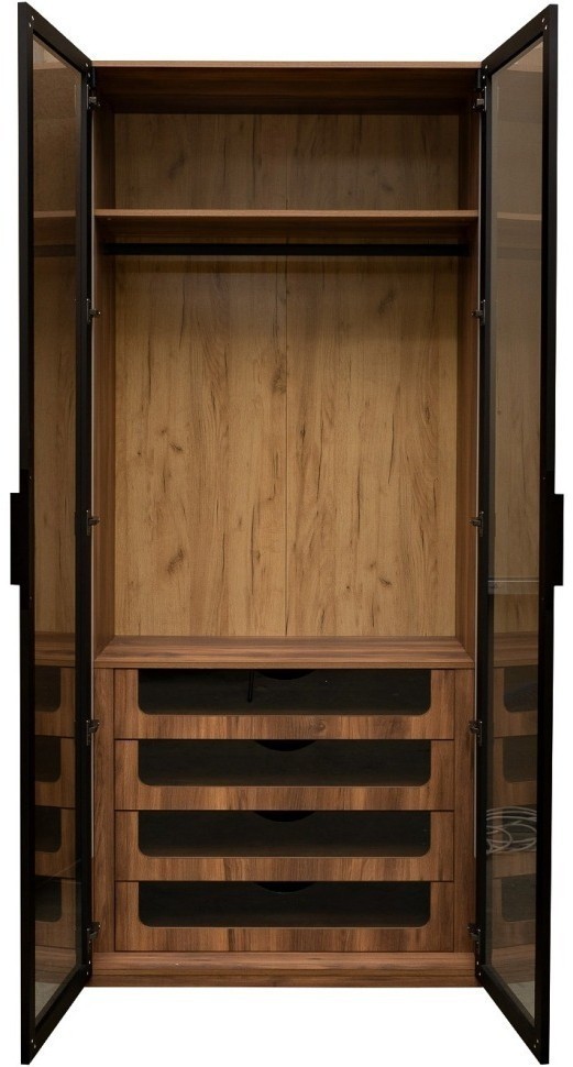 Шкаф Alto двухдверн c выдвижными ящиками, цвет дуб Барокко, дверцы стекло 100*57*228.5см (TT-00012634)