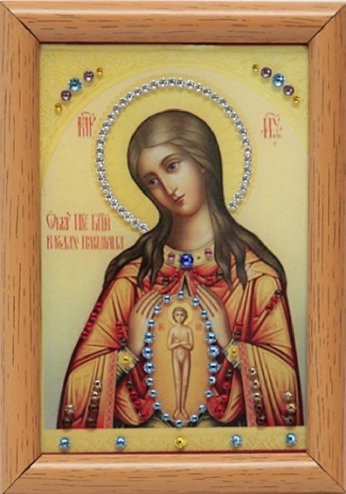 Икона Божией Матери Помощница в родах с кристаллами Swarovski (1614)