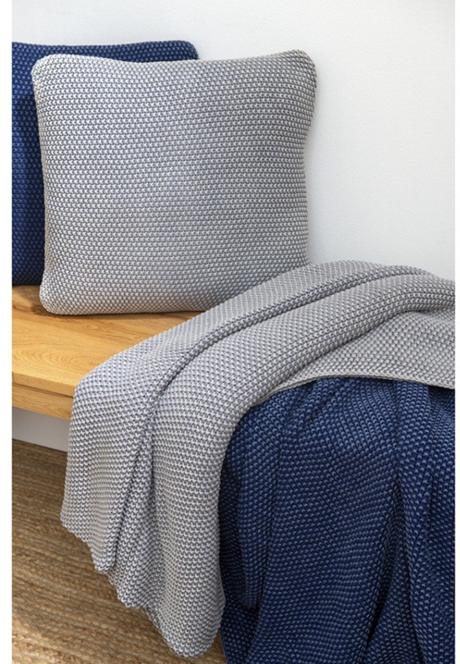 Плед из стираного хлопка серого цвета из коллекции essential, 130х180 см (74410)