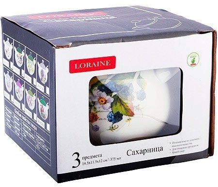 Сахарница с крышкой 375 мл с ложкой Лесные ягоды с лимонами LORAINE (60150)