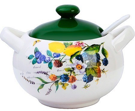 Сахарница с крышкой 375 мл с ложкой Лесные ягоды с лимонами LORAINE (60150)