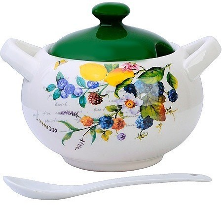 Сахарница с крышкой 375 мл с ложкой Лесные ягоды с лимонами LORAINE (60150)