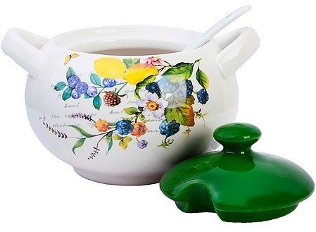 Сахарница с крышкой 375 мл с ложкой Лесные ягоды с лимонами LORAINE (60150)