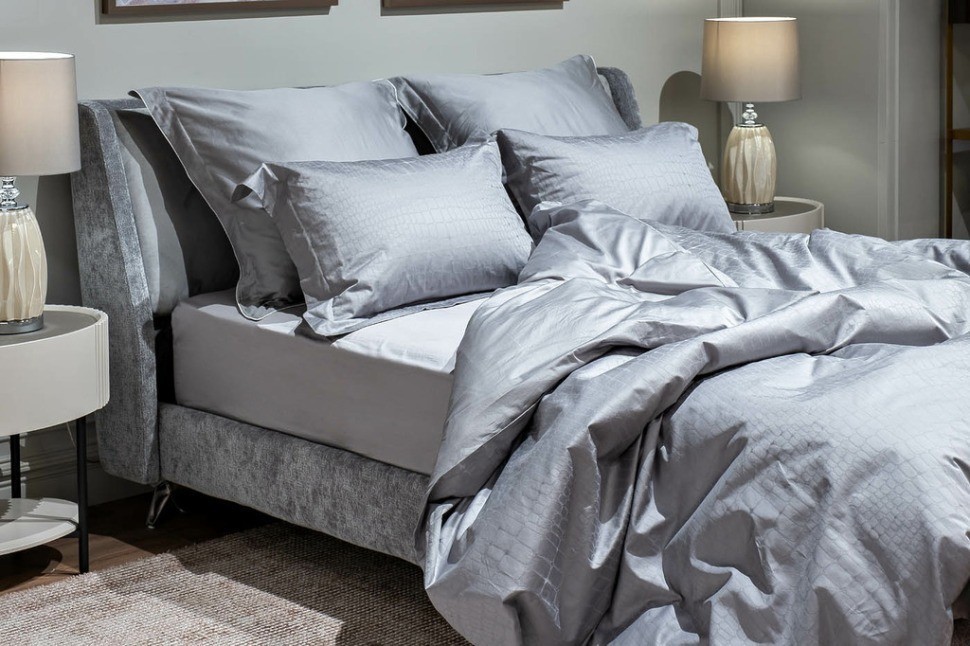 Простыня на резинке сатин серый 160*200*30 (TT-00010351)