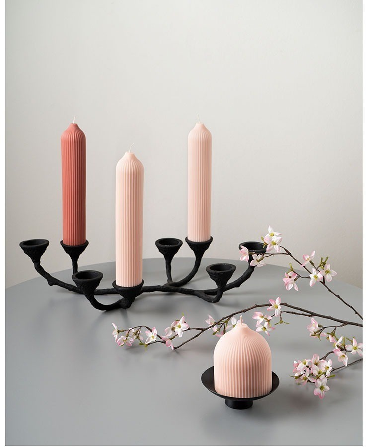 Свеча декоративная бежево-розового цвета из коллекции edge, 25,5 см (73478)