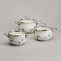 Набор кастрюль эмалированный, серия &quot;dandelion&quot; 6пр. 2,0/2,8/3,8л диа.18/20/22см Agness (943-105)