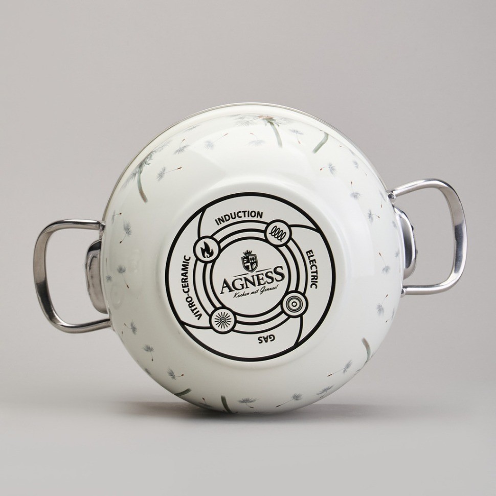 Набор кастрюль эмалированный, серия "dandelion" 6пр. 2,0/2,8/3,8л диа.18/20/22см Agness (943-105)