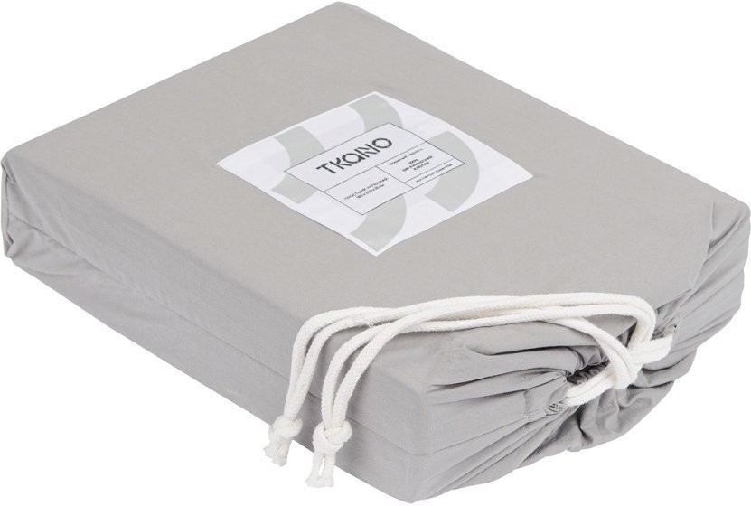 Простыня серого цвета из органического стираного хлопка из коллекции essential, 180х270 см (69407)