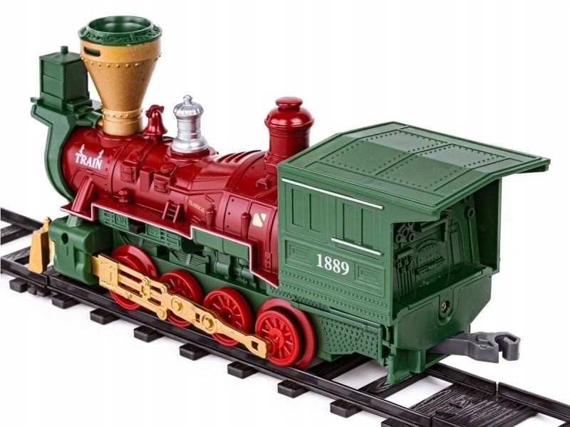 Железная дорога Новогодний поезд Fenfa (3 вагона, пар, пульт, свет, звук) (1613F)