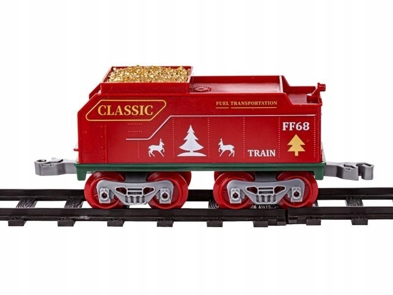 Железная дорога Новогодний поезд Fenfa (3 вагона, пар, пульт, свет, звук) (1613F)