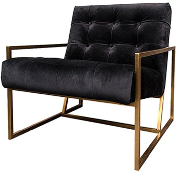 Кресло S0190-1D, обивка бархат, ножки нержавеющая сталь, black/matte gold, ROOMERS FURNITURE