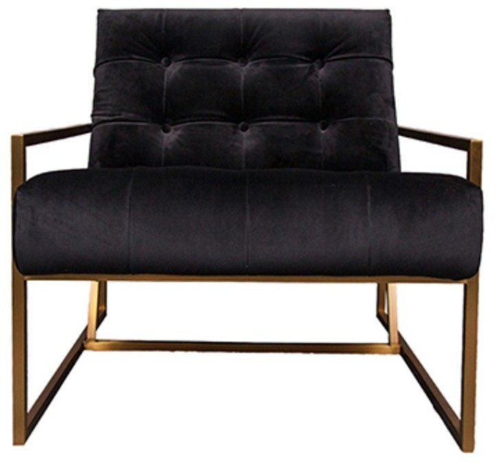 Кресло S0190-1D, обивка бархат, ножки нержавеющая сталь, black/matte gold, ROOMERS FURNITURE