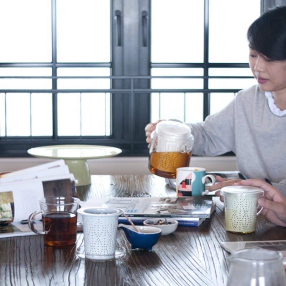 Кружка с ситечком C080-34ASA, стекло,фарфор, Sand, LOVERAMICS