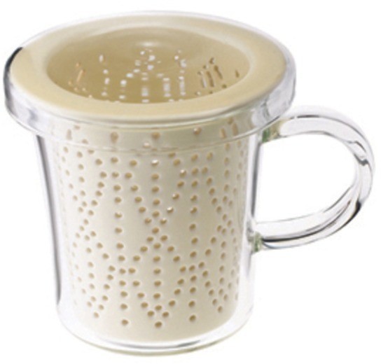 Кружка с ситечком C080-34ASA, стекло,фарфор, Sand, LOVERAMICS