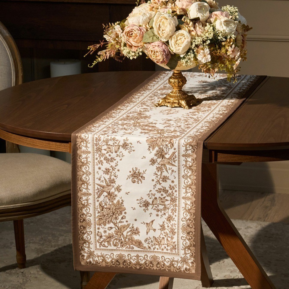 Дорожка  " royal garden" 40х146см ,белый ,100% хлопок ,твил с пропиткой Lefard (850-754-3)