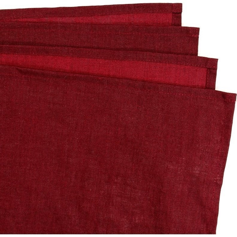 Скатерть на стол из умягченного льна с декоративной обработкой бордового цвета essential, 143х250 см (63460)