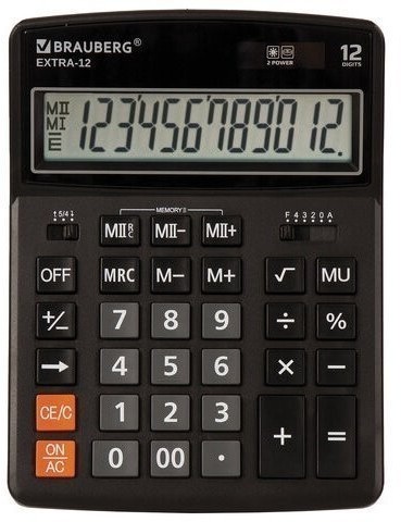 Калькулятор настольный Brauberg Extra-12-BK 12 разрядов 250481 (86033)