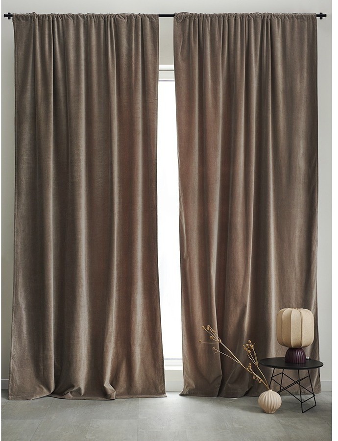 Штора из хлопкового бархата серого цвета из коллекции essential, 150х290 см (76956)