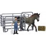 Фигурки животных серии "Мир лошадей": Лошадь, фермер, ограждение, вилы (набор из 5 предметов) (MM214-317)