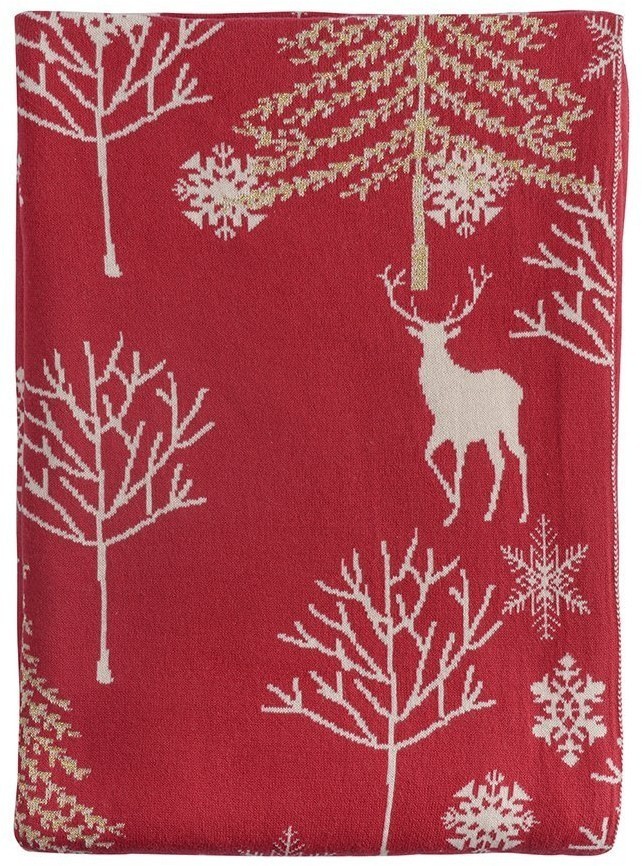 Плед из хлопка с новогодним рисунком winter fairytale из коллекции new year essential, 130х180 см (74415)