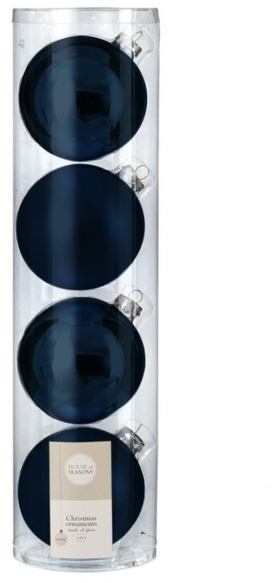 Набор шаров ø 10 см 4 шт темно-синий в прозрачной упаковке (85572)