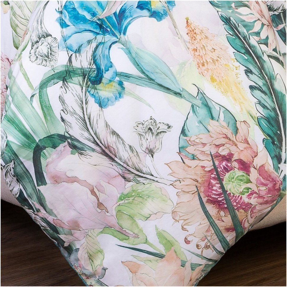 Пододеяльник 2-х сп "эдем" 175х215  см хлопок 100%, белый+бирюза, сатин Текстильный Мир (985-611)