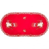 Салфетка &quot;колокольчики на красном&quot; овал 60*120 см SANTALINO (829-139)