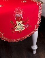 Салфетка &quot;колокольчики на красном&quot; овал 60*120 см SANTALINO (829-139)