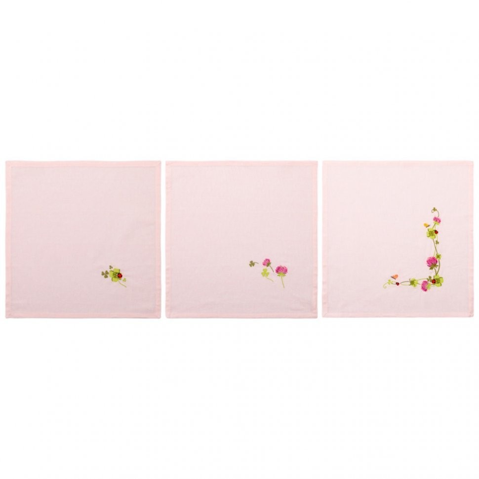Комплект салфеток из 3шт 40х40см "клевер",розовый, 100% хлопок ,. SANTALINO (850-517-53)