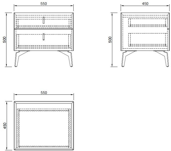 Тумбочка с двумя ящиками светлая 50*43,5*50см (TT-00007332)