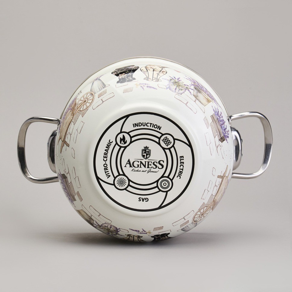 Набор кастрюль эмалированный, серия "lavender cats" 4пр. 2,0/2,8л диа.18/20см Agness (943-102)