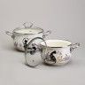 Набор кастрюль эмалированный, серия "lavender cats" 4пр. 2,0/2,8л диа.18/20см Agness (943-102)