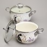 Набор кастрюль эмалированный, серия "lavender cats" 4пр. 2,0/2,8л диа.18/20см Agness (943-102)