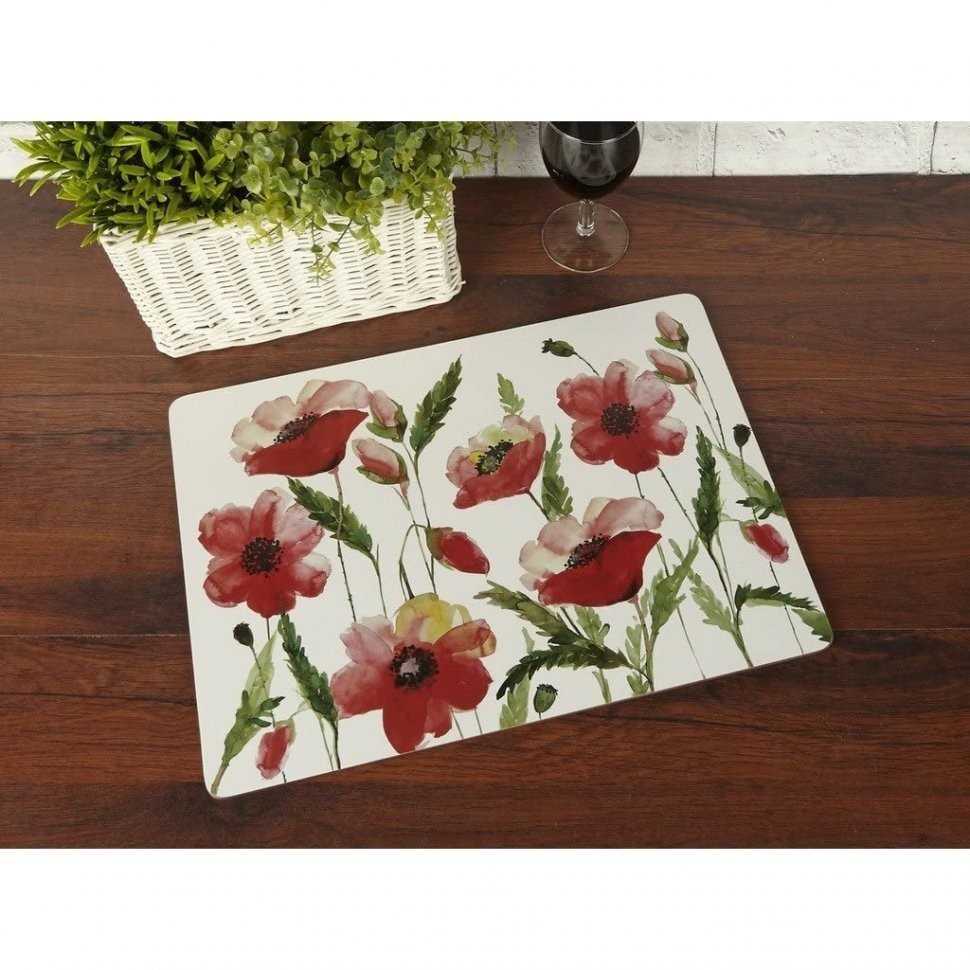Creative Tops Набор из 4 подставок Watercolour Poppy 40x29 5176715