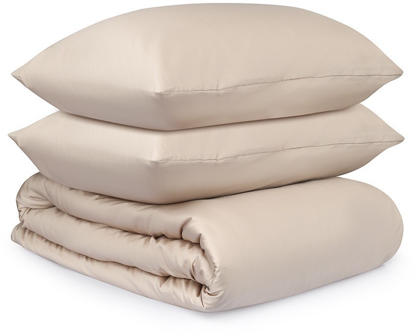 Комплект постельного белья из премиального сатина бежевого цвета из коллекции essential, 150х200 см (77117)